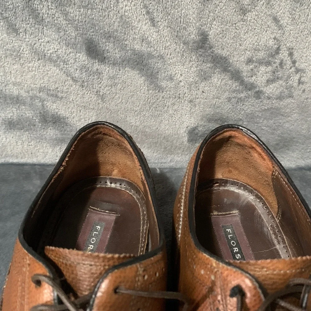 Florsheim Lexington Oxford Mens 12 Wingtip Cognac Brown Pebbled Leather 17066
